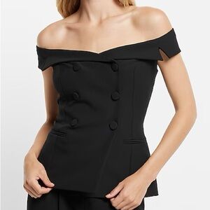 Express, Double Breasted, Black Off-Shoulder Top!